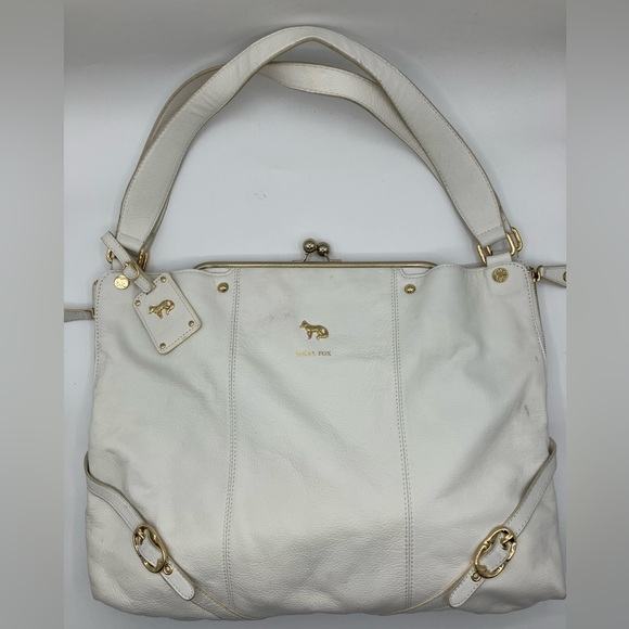 Emma Fox Handbags - EMMA FOX tote satchel large HANDBAG White Leather Shoulder & Handle